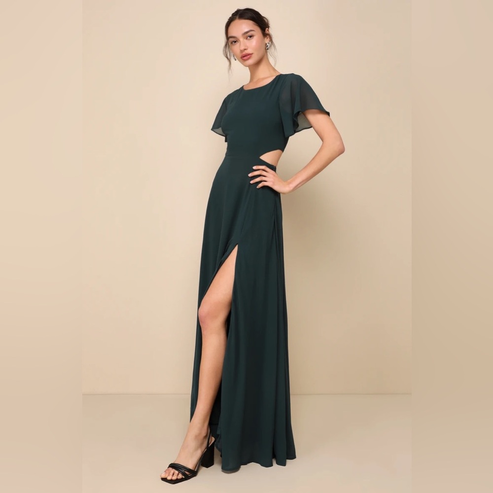 Lulus Garden Bliss Emerald Green Cutout Maxi Dress